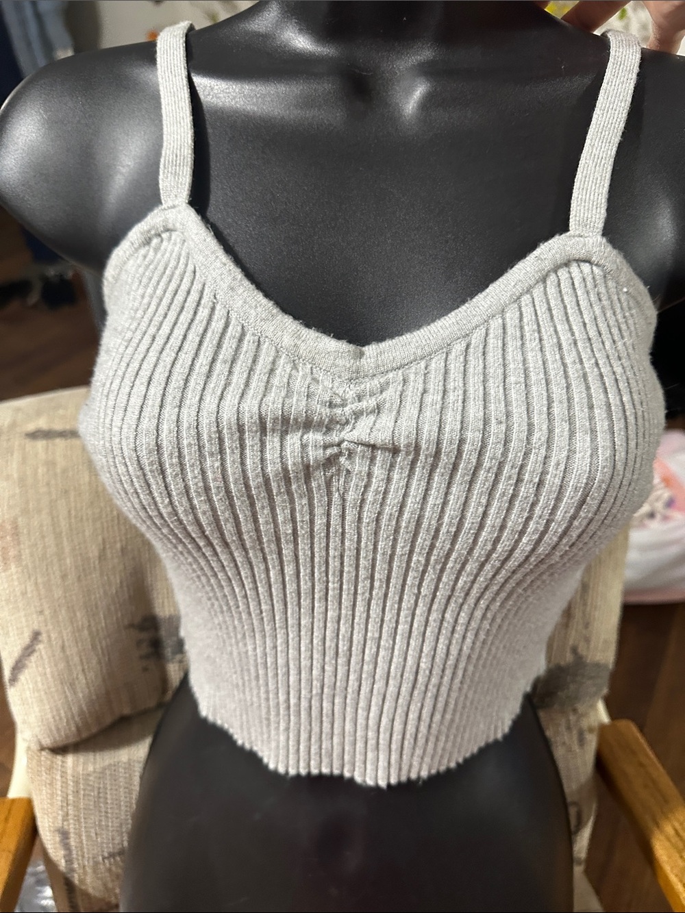Arizona Jean Company Ribbed Crop Tank - Light Gray